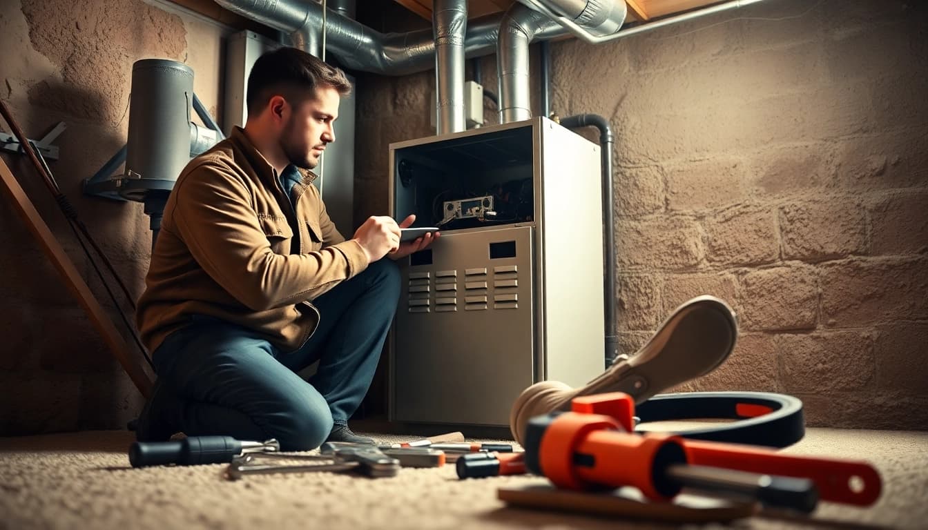 Skilled technician delivering furnace maintenance services ensuring efficiency and safety.