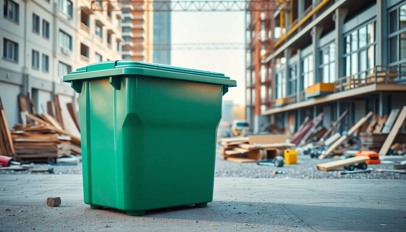 Effective garbage rental bins solution positioned in a construction area, highlighting waste disposal efficiency.