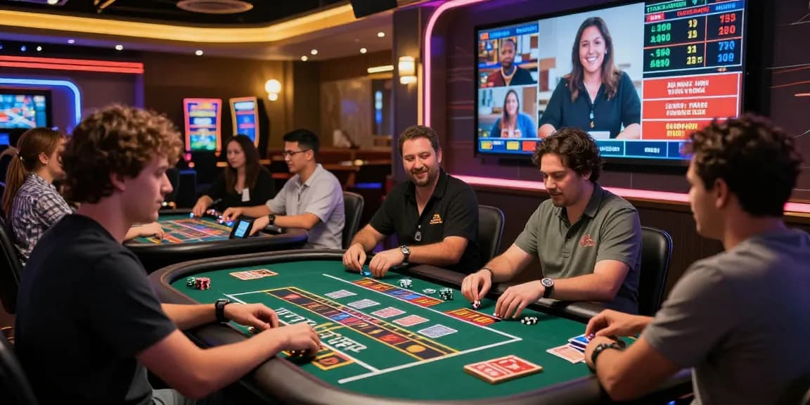 Engaging gambling scene where players 瞭解內容 through immersive online gaming experiences, showcasing a vibrant virtual casino atmosphere.