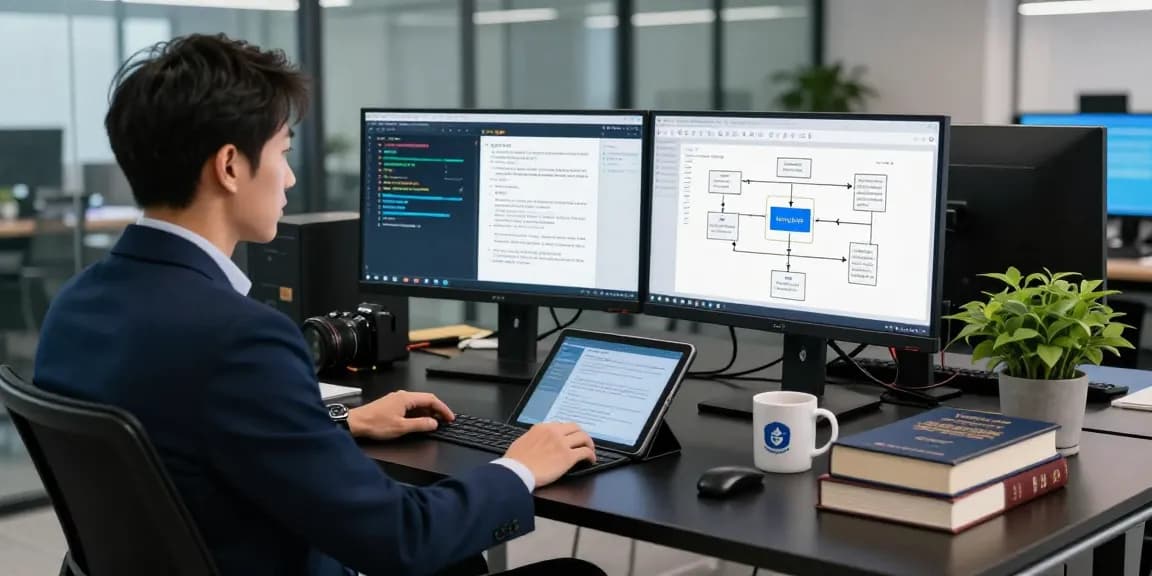 Detect fraud in PDF documents in a high-tech digital forensics office with advanced AI technology.