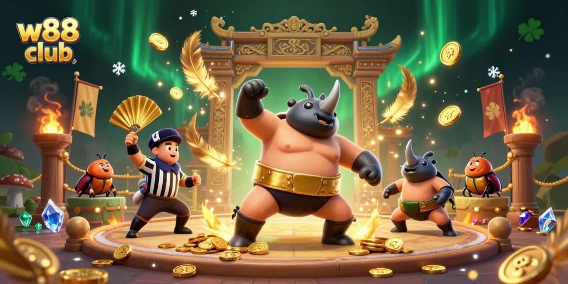 Cá cược sôi nổi tại w88 club với hình ảnh cú giẫm mạnh mẽ của một chú bọ rùa sumo