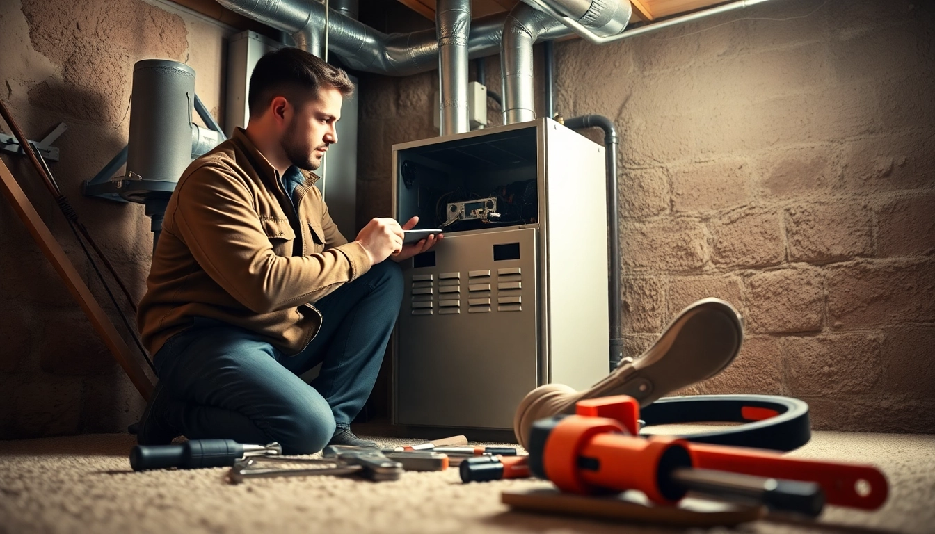 Skilled technician delivering furnace maintenance services ensuring efficiency and safety.