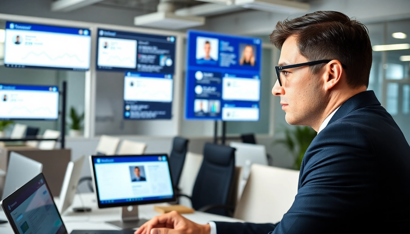 Utilize the linkedin business email finder tool for effective email searches in a modern office.