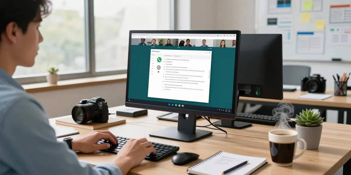WhatsApp電腦版 in use at a creative workspace, showcasing collaboration tools and productivity.
