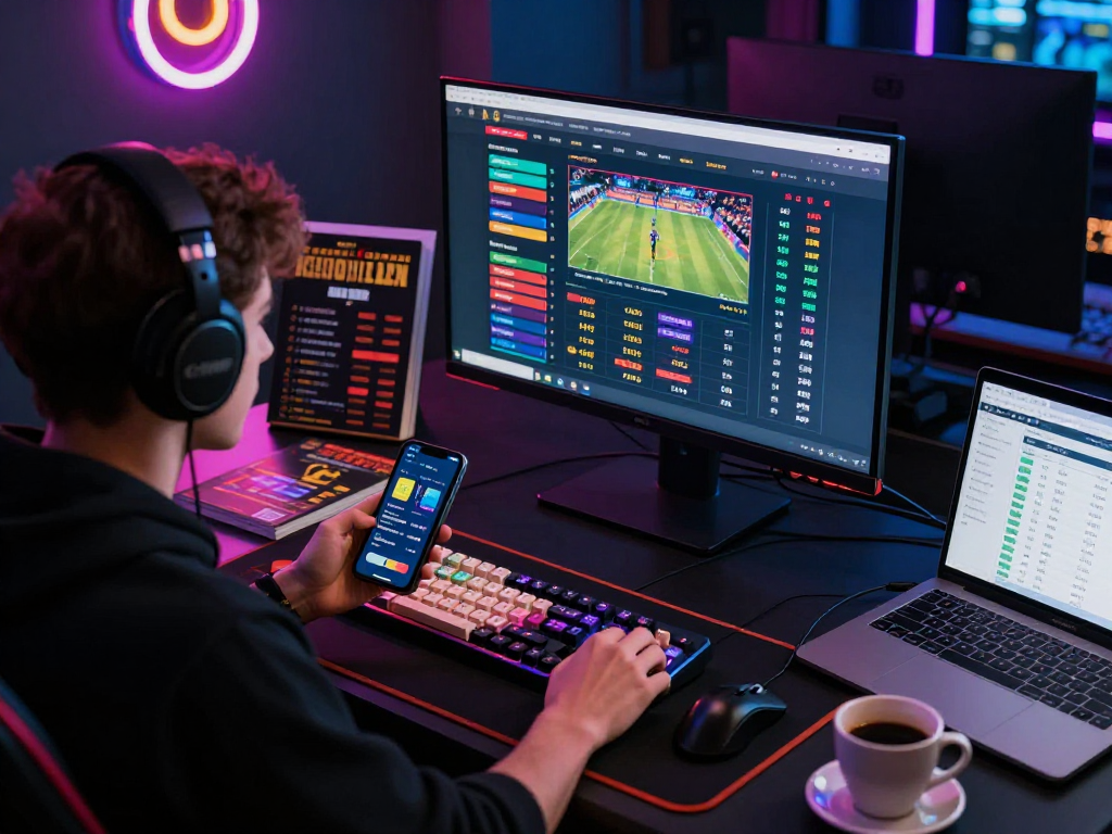 Engaged player exploring link alternatif raja328 in an online betting environment, showcasing dynamic gaming setup.