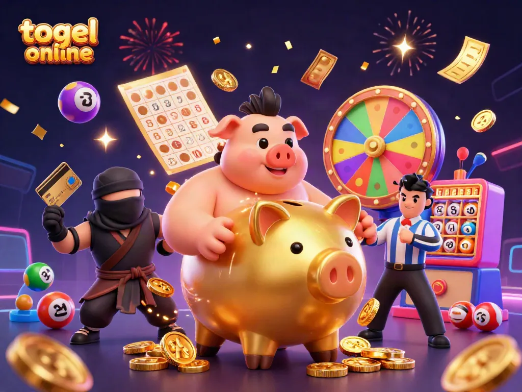 Engage in togel online excitement with the dynamic clash of a sumo wrestler piggy bank, ninja, and samurai.