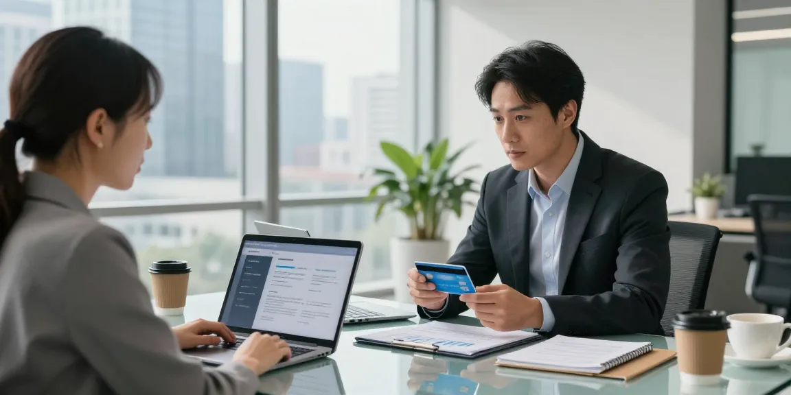Financial advisor explaining 신용카드현금화 strategies with client in modern office.