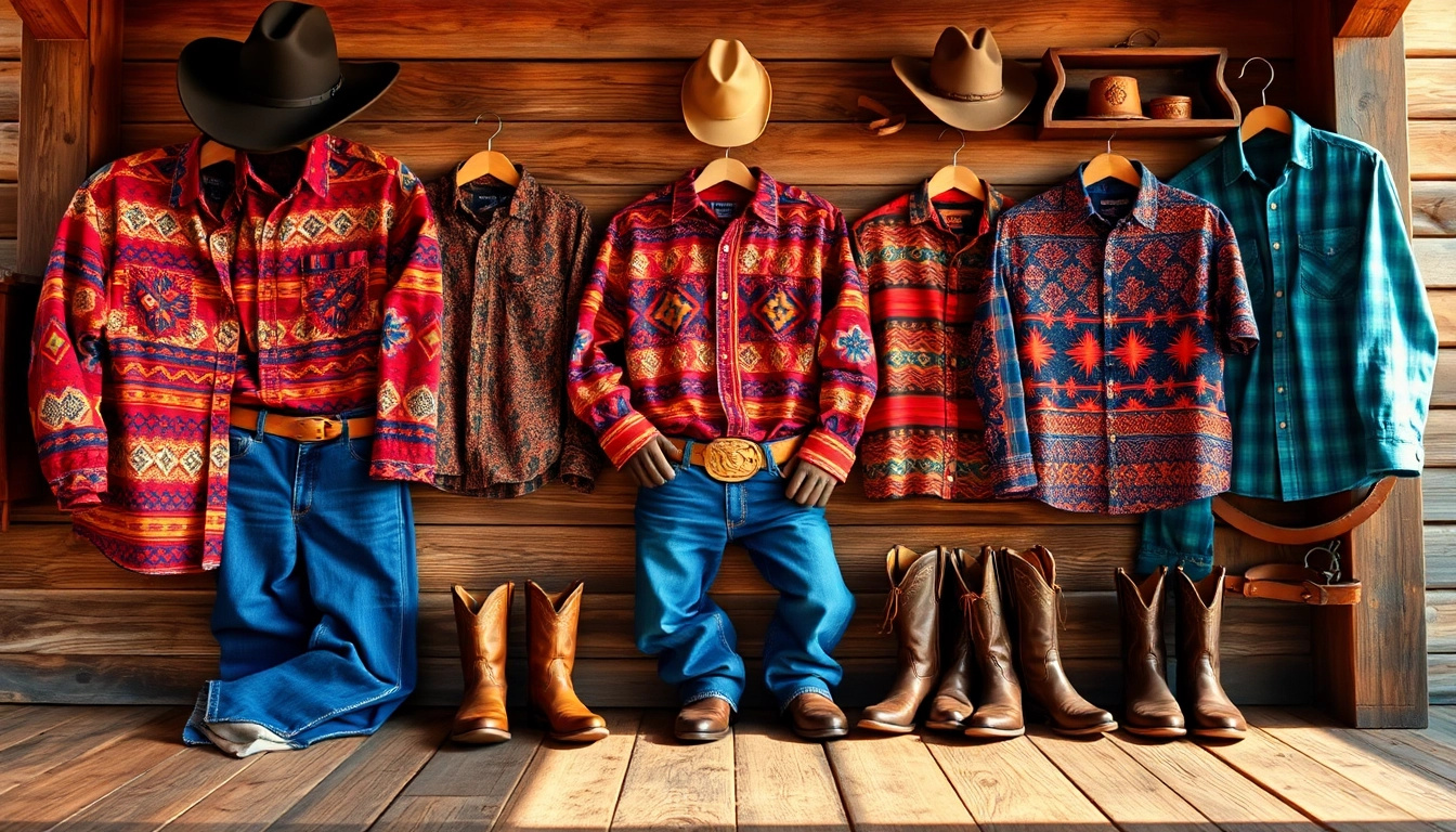 Browse Aztec Print Western Wear showcasing vibrant designs and detailed textures in a rustic setting.