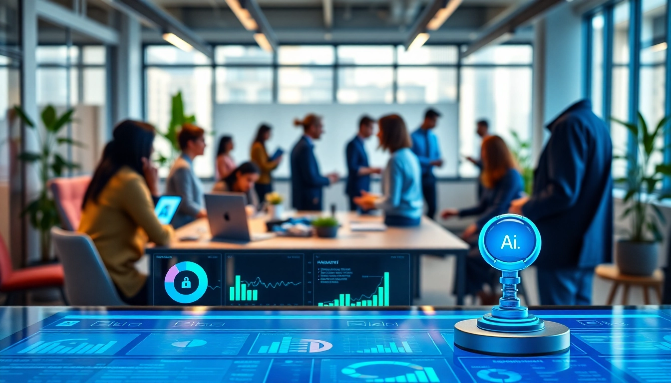 Engaging AI assistant for enterprise teams facilitating collaboration in a modern workspace.