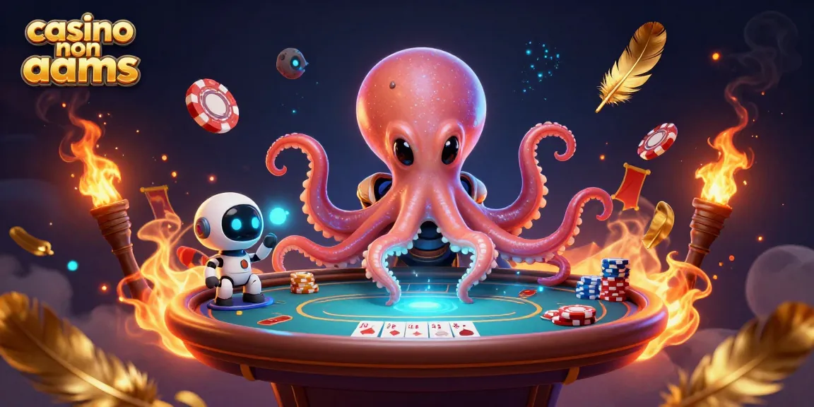 Gioca con i casinò non AAMS esplorando l'emozionante tavolo da poker olografico tra un polpo alieno e un robot.