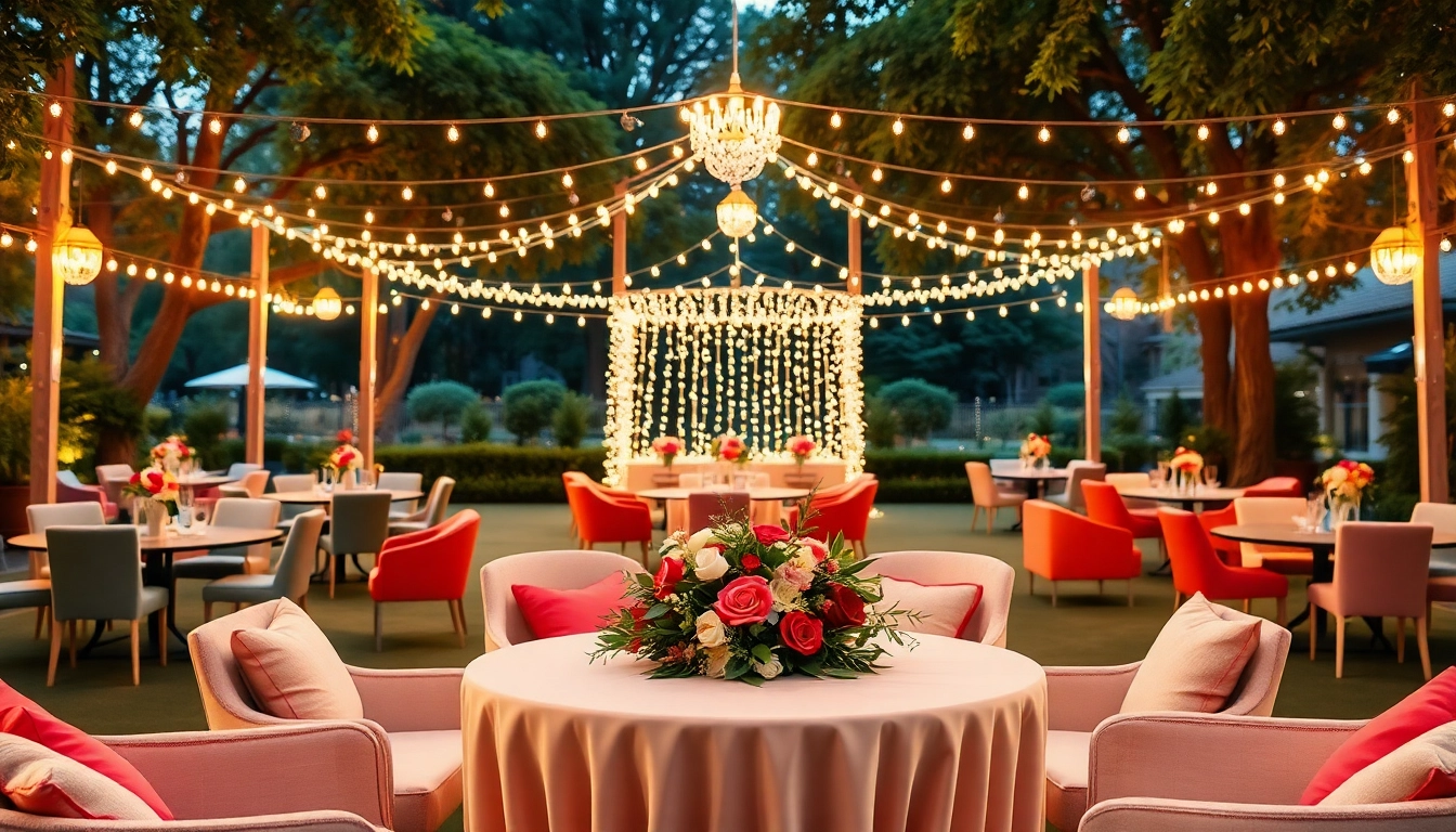 Showcasing Event Furniture Rentals, this vibrant setup includes modern chairs and tables at an outdoor venue.