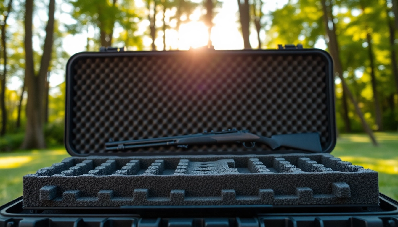 Foam for rifle case showcasing custom-cut features in a vibrant outdoor setting