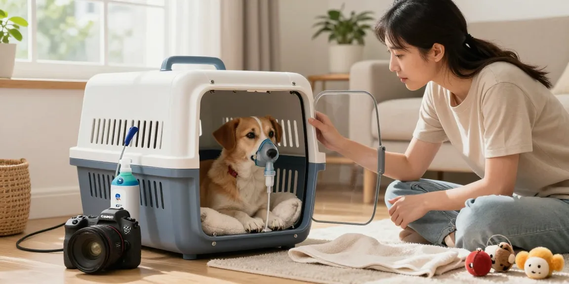 Comfortable pet oxygen box setup providing relief for pets in need.
