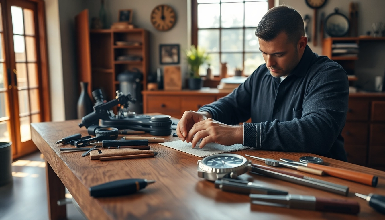 Admiring a detailed rolex replica during the watchmaking process.