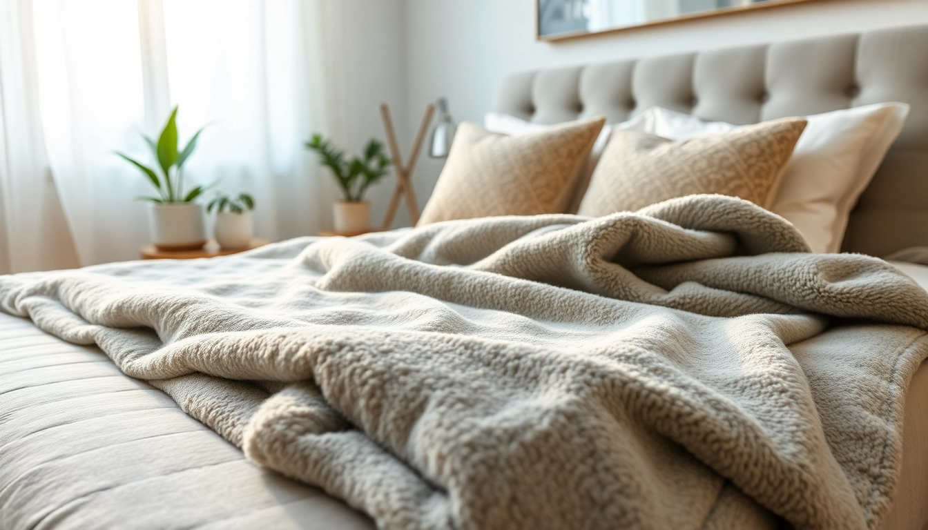 Fleece deken op een stijlvol bed dat een gezellige sfeer creëert.