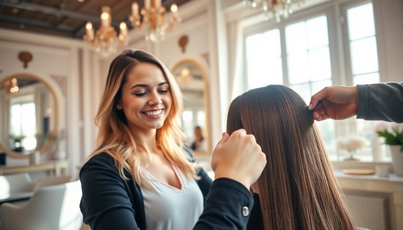 Transform your hair with genius weft hair extensions showcased by a professional stylist.