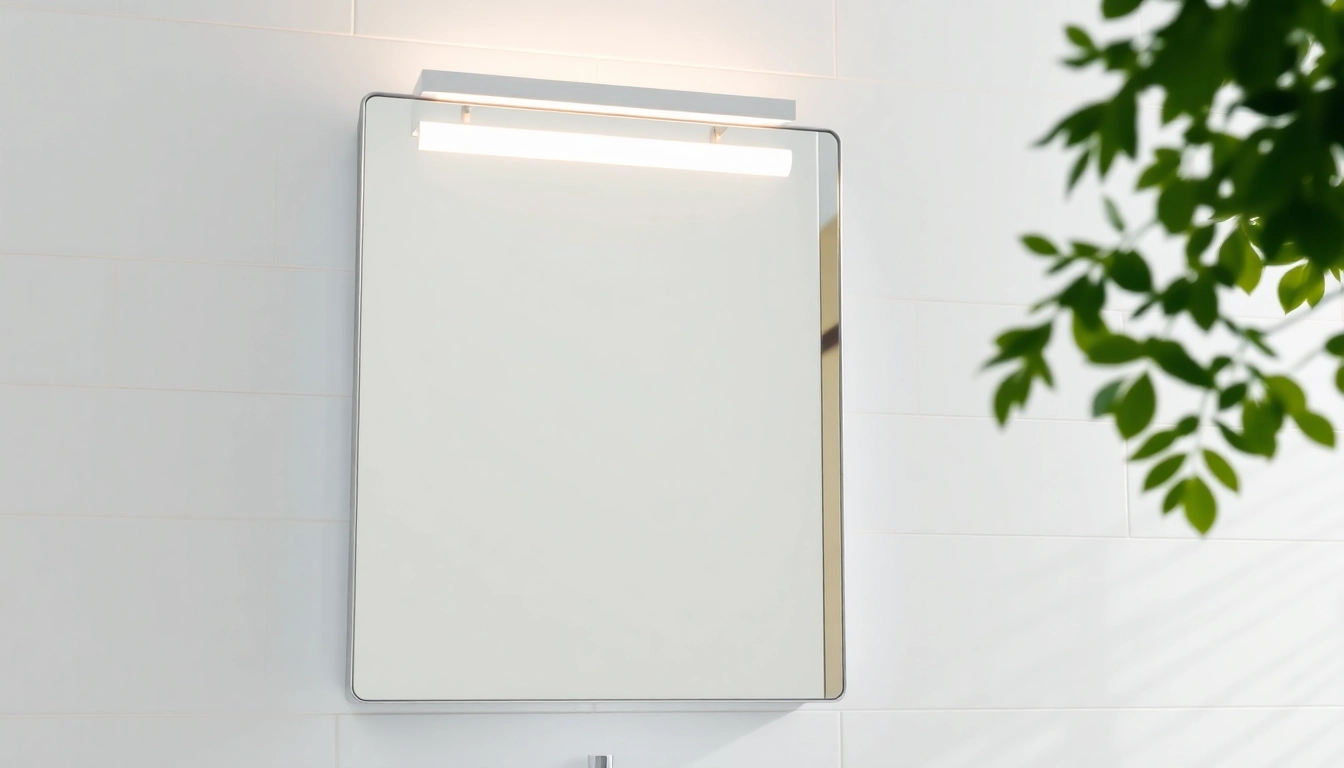 Showcase of a stylish bathroom cabinet with mirror and light, enhancing contemporary interiors.