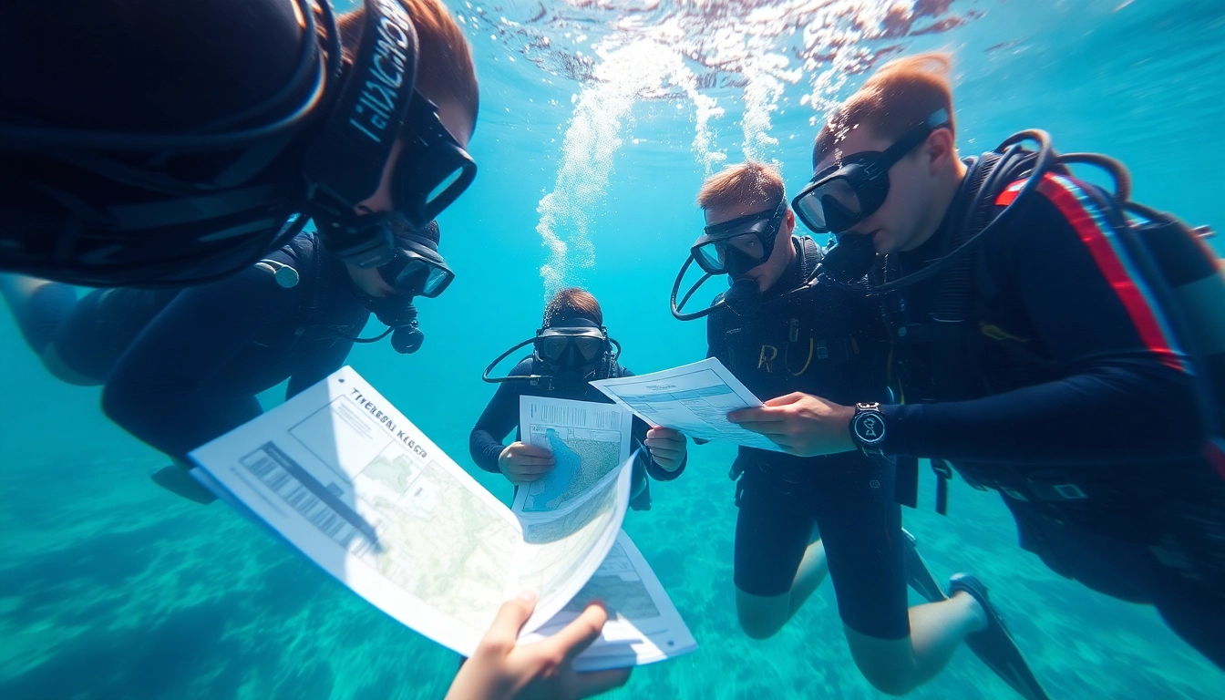 SSi Theorie Kurse training session with divers studying underwater course materials
