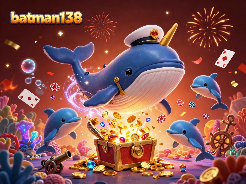 Berpartisipasilah dalam kemenangan di batman138 saat ikan paus dan lumba-lumba merayakan di lautan koin.