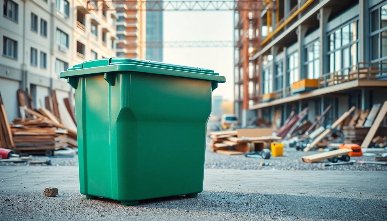 Effective garbage rental bins solution positioned in a construction area, highlighting waste disposal efficiency.