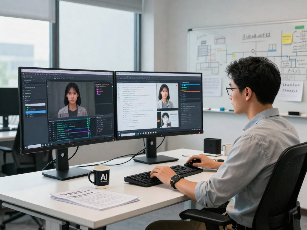 AI image detector workspace with a specialist analyzing content moderation results, showcasing AI detection technologies.