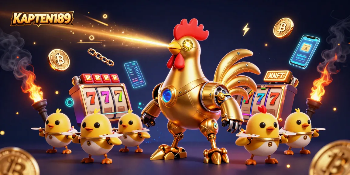 KAPTEN189 memberikan pengalaman bermain slot menarik dengan robot ayam emas futuristik.