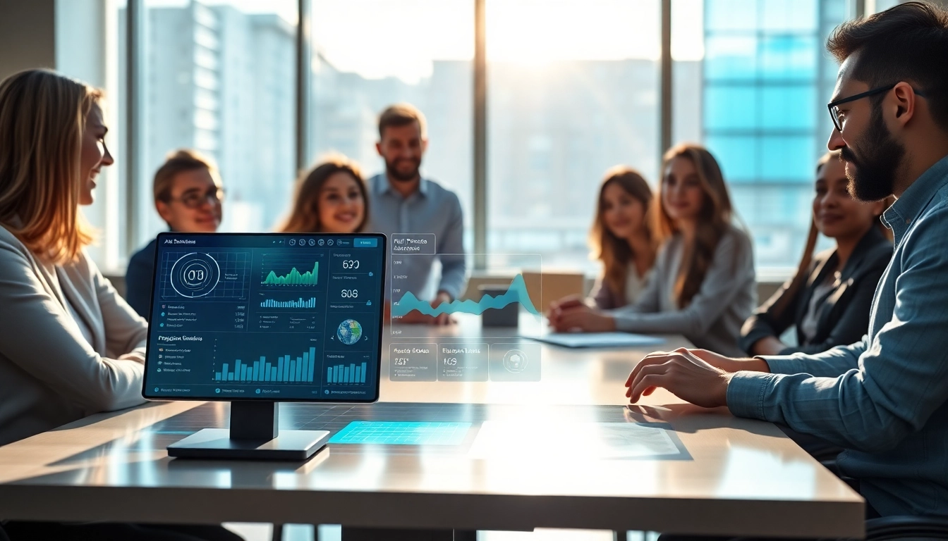 Engage with an AI assistant for enterprise teams in a collaborative office, enhancing productivity.