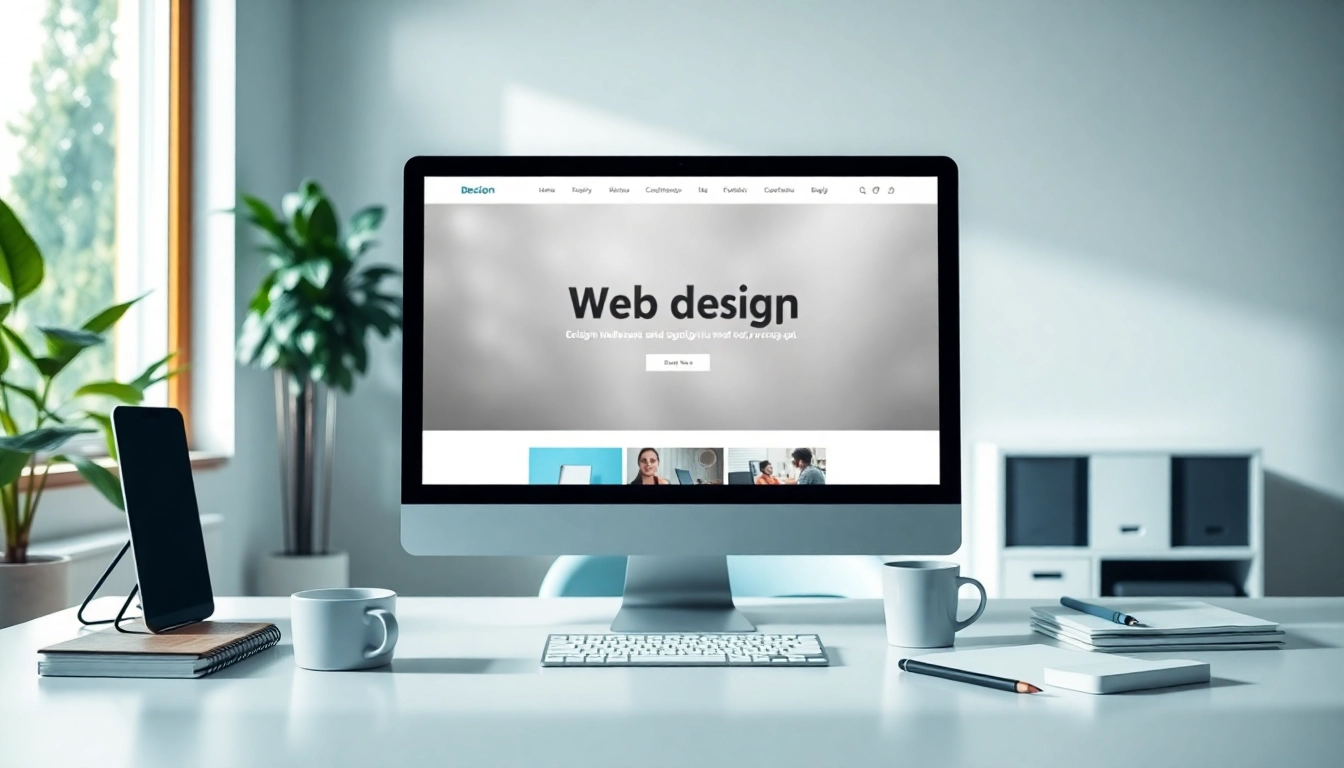 Gestalte beeindruckende Webseiten mit Hüsig Webdesign Marketing, modernes Büro und kreative Werkzeuge.