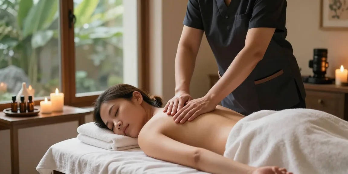Relaxing massage therapy session showcasing 마사지 techniques and soothing atmosphere.