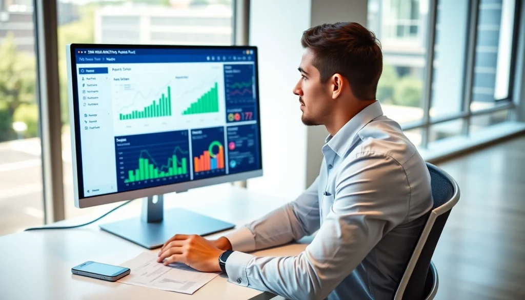 View of a professional using the smm reseller panel on a digital marketing dashboard with analytics.