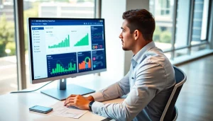 View of a professional using the smm reseller panel on a digital marketing dashboard with analytics.
