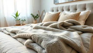 Fleece deken op een stijlvol bed dat een gezellige sfeer creëert.