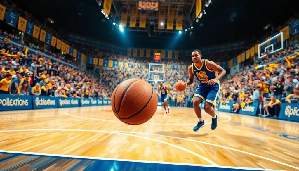 nba중계에서 활발한 농구 선수들이 게임을 즐기는 모습
