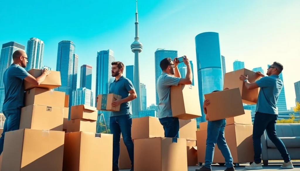 Best Toronto Movers efficiently packing and moving furniture in vibrant Toronto skyline.