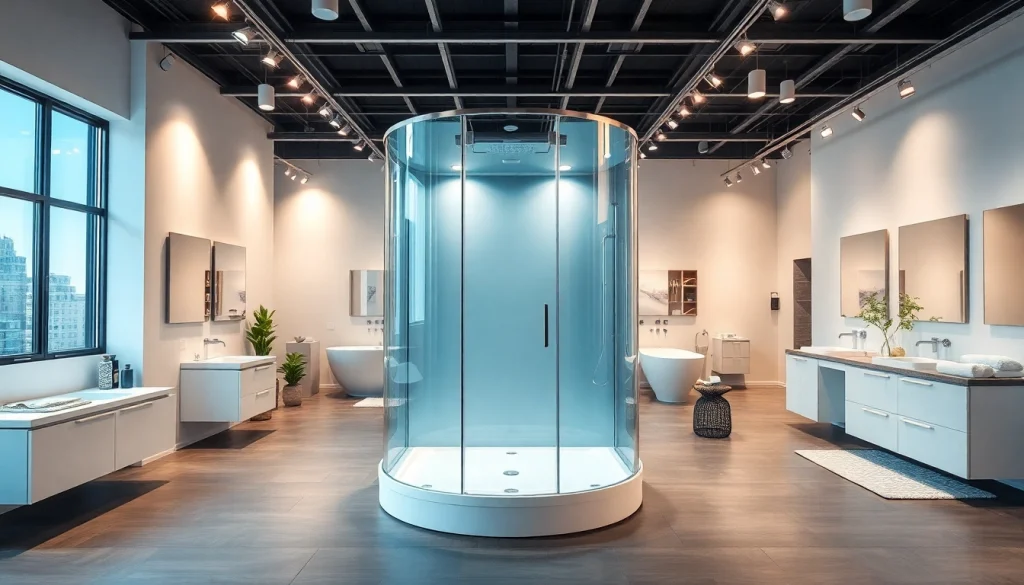 Sonni sanitär GmbH präsentiert stilvolle Duschkabinen in einem modernen Badezimmer-Showroom