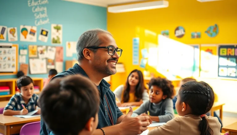 Engaging classroom scene showcasing the importance of Education with an active educator and students.