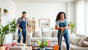Cleaning Service team providing professional cleaning inside a bright and organized home.