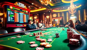 Engaging online casino Canada gaming table with vibrant colors and lively atmosphere.