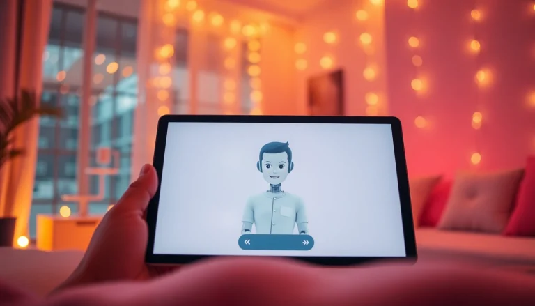 Engaging scene of an AI chatbot in a cozy digital lounge, highlighting sex ai chat interactions.