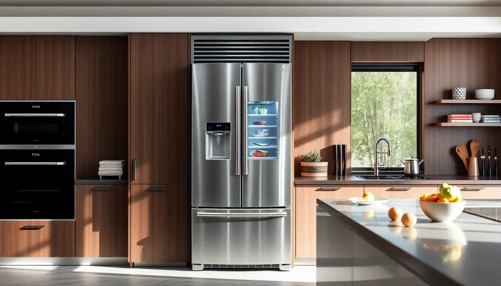Showcasing a modern refrigerator with a stainless steel finish in a bright kitchen.