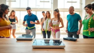 Calculate your ideal weight with a practical and engaging ideal weight calculator featured in a vibrant gym setting.