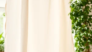 Linnen stof mooi gedrapeerd met natuur elementen voor een stijlvolle uitstraling.