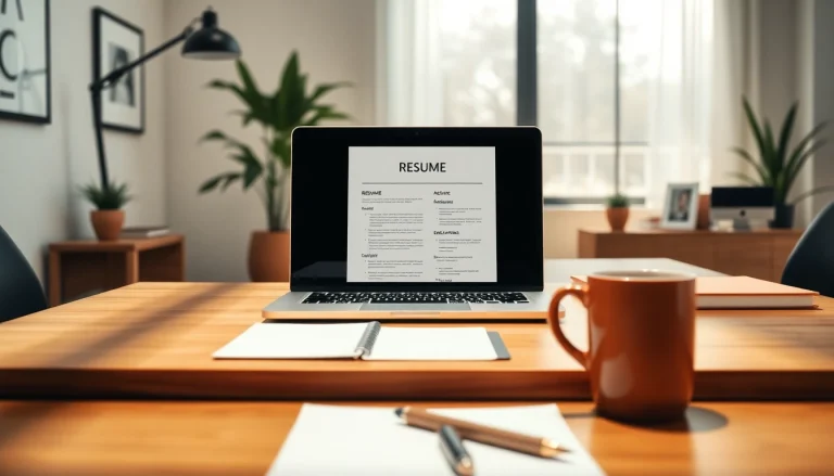 Create your professional resume with ease using the Resume Builder on a stylish workstation.