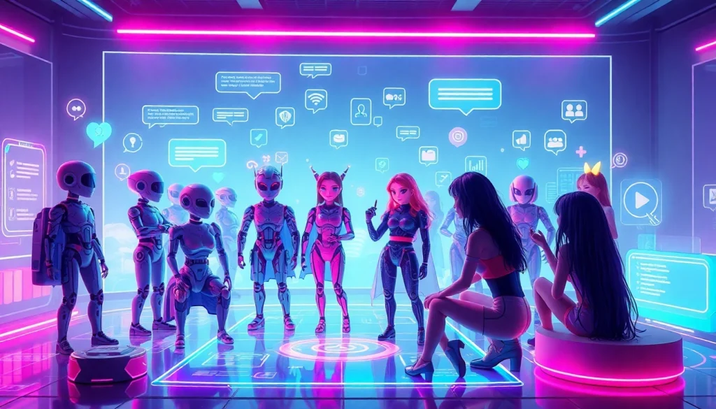 Engaging visual of character ai nsfw interactions in a vibrant digital landscape featuring diverse AI characters and interactive elements.