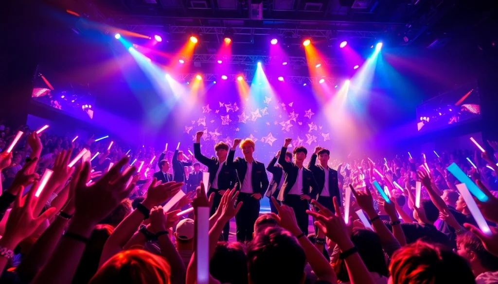 BTS news from a vibrant concert scene showcasing lively performances and excited fans.