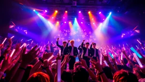 BTS news from a vibrant concert scene showcasing lively performances and excited fans.