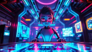 Engaging NSFW character AI showcased in a futuristic digital setting.