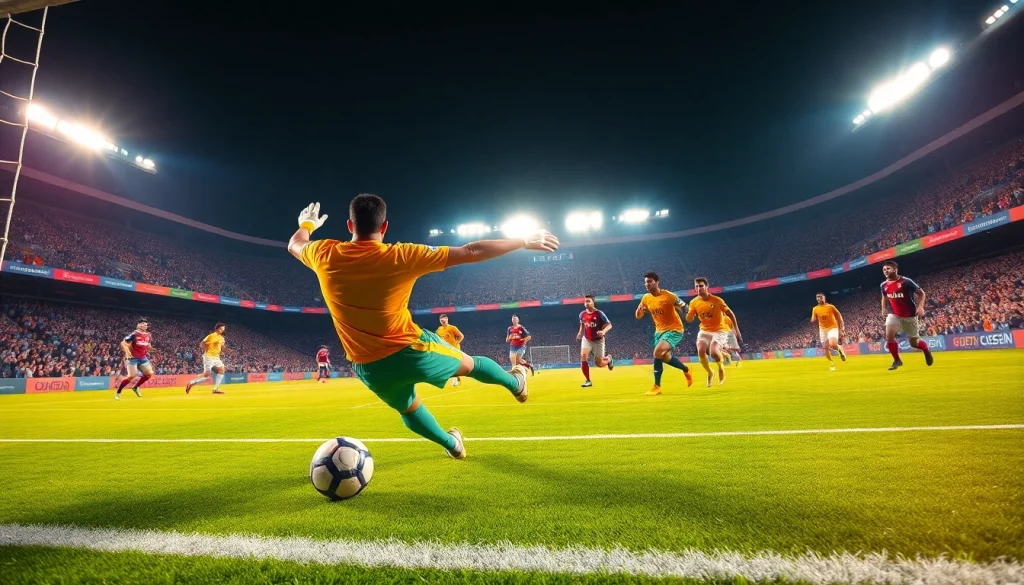 ผลบอลเมื่อคืนนี้ทุกลีก นักฟุตบอลที่กำลังดำเนินการในสนามด้วยบรรยากาศที่กระตือรือร้น