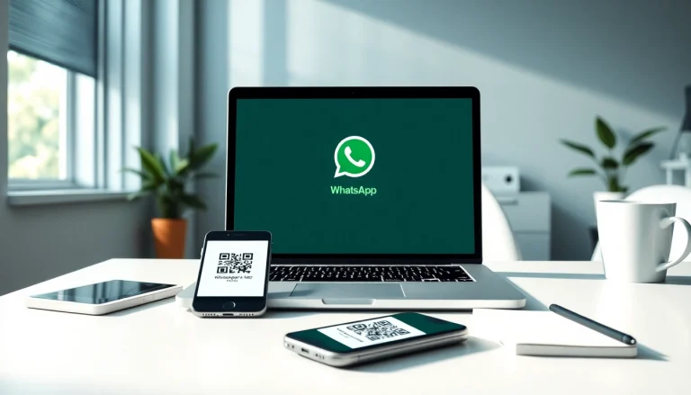 现代笔记本电脑上展示无缝消息传递与沟通的 WhatsApp Web 界面