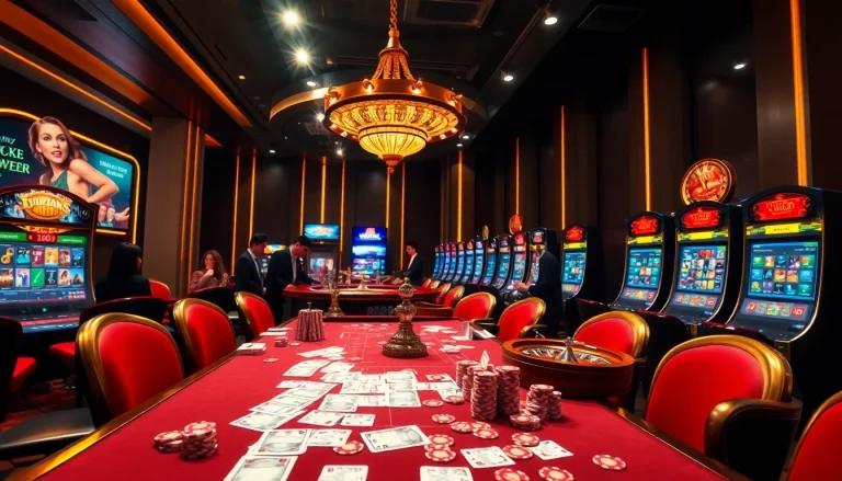 Engaging scene depicting llink alternatif sbobet gaming, showcasing vibrant casino tables and betting action.